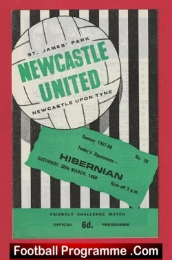 Newcastle United v Hibernian Hibs 1968 – Friendly Game