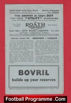 Newport Rugby v Cardiff 1947 – 1940’s