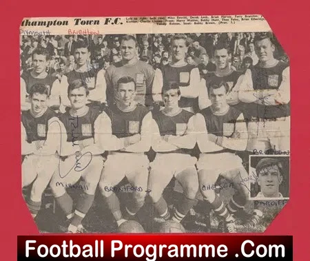 Northampton Town Football Club Multi Autographed SIGNED 1960s