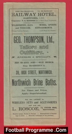 Northwich Victoria v Altrincham 1927 – 1920’s Football Programme