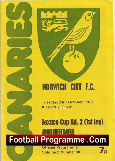 Norwich City v Motherwell 1973 – Texaco Cup Match
