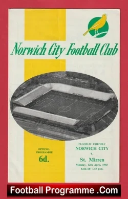 Norwich City v St Mirren 1965 – Friendly Game