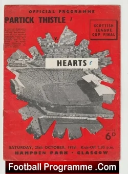 Partick Thistle v Heart Of Midlothian 1958 - League Cup Final - football programme