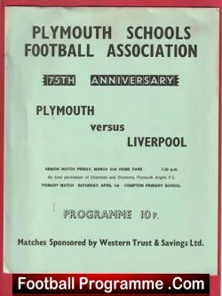 Plymouth Boys v Liverpool 1978 – Senior Schoolboys at Home Park
