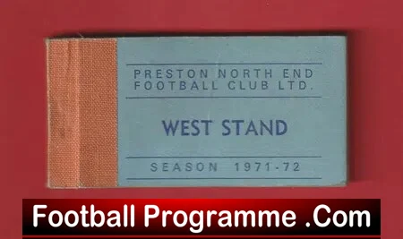 Preston North End Football Club Season Ticket Book LMTB 1971 – 1972