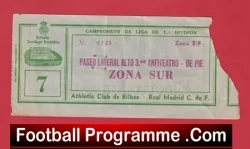 Real Madrid v Athletic Bilbao 1950s ? – Football Ticket 1950’s