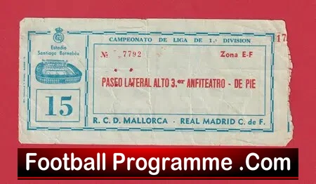 Real Madrid v RCD Mallorca 1950s ? – Football Ticket 1950’s