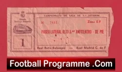 Real Madrid v Real Betis 1950s ? – Football Ticket 1950’s