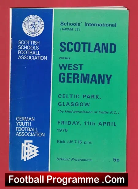 Scotland v Germany 1975 – U15 Schoolboys Celtic Park Glasgow