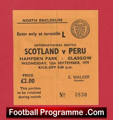 Scotland v Peru 1979 – Football Ticket