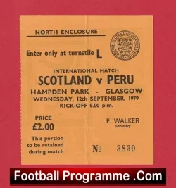 Scotland v Peru 1979 – Football Ticket
