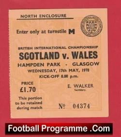 Scotland v Wales 1978 – Football Ticket