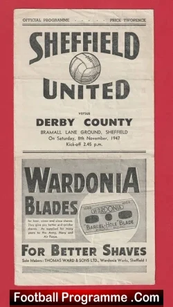 Sheffield United v Derby County 1947 - 1940's - football programme
