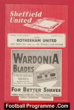 Sheffield United v Rotherham United 1953 - 1950's - football programme