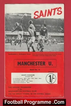 Southampton v Manchester United 1968 - Man Utd - football programme