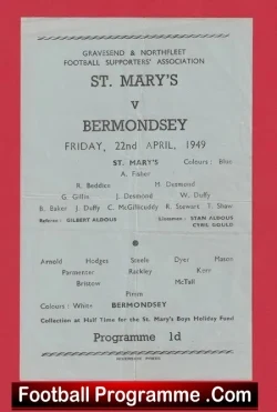 St Mary’s v Bermondsey 1949 – Gravesend Northfleet FA