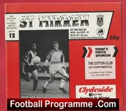 St Mirren v KV Mechelen 1987 - ECWC Antwerp Belgium - football programme