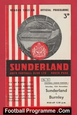 Sunderland v Burnley 1955 - football programme