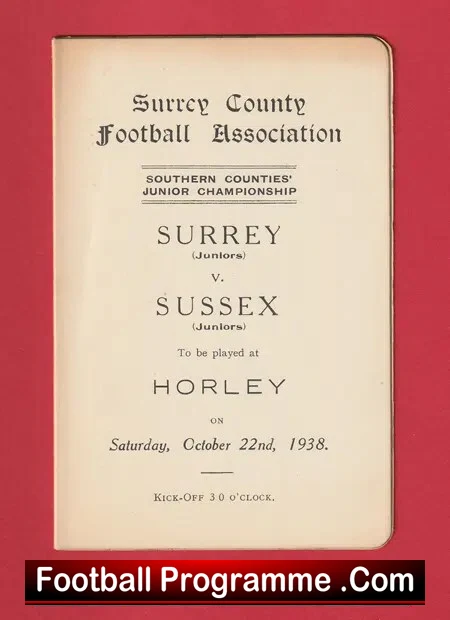 Surrey v Sussex 1938 – Juniors Match – Horley FC 1930s