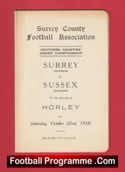 Surrey v Sussex 1938 – Juniors Match – Horley FC 1930s