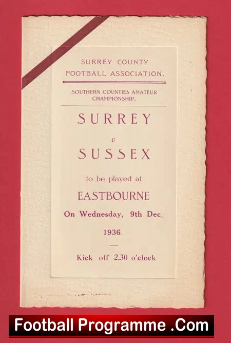 Sussex v Surrey 1936 – Juniors Match – Eastbourne FC 1930s
