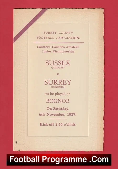 Sussex v Surrey 1937 – Juniors Match – Bognor FC 1930s