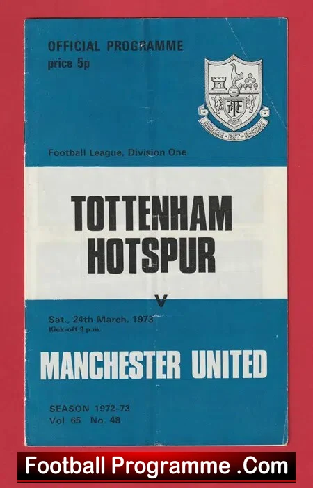 Tottenham Hotspur v Manchester United 1973 – Man Utd