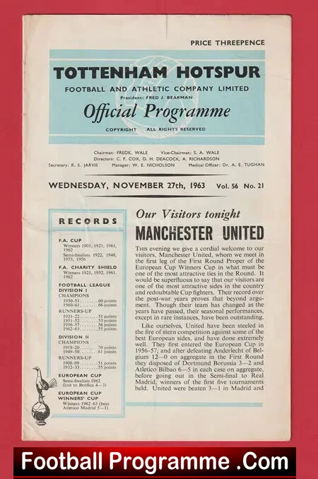 Tottenham Hotspur v Manchester United 1963 – Postponed