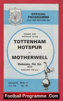 Tottenham Hotspur v Motherwell 1970 – Texaco Cup Spurs