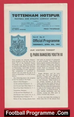 Tottenham Hotspur v QPR 1965 – Youth Match
