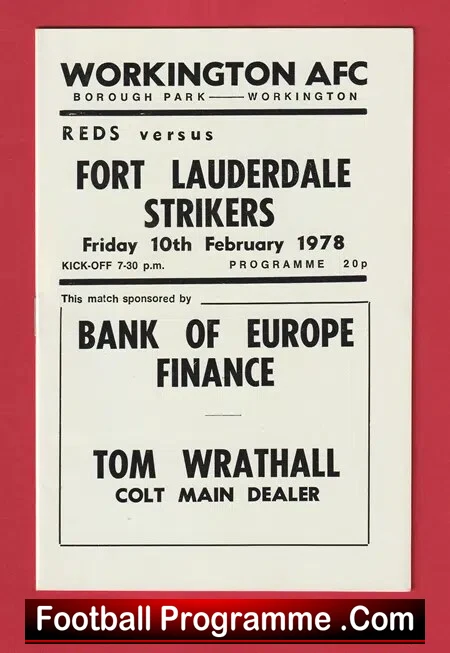 Workington v Fort Lauderdale Strikers 1978 – inc Bobby Charlton