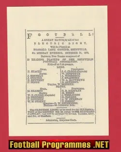 Sheffield United Reds v Blues 1873 – 1800s Football Programme