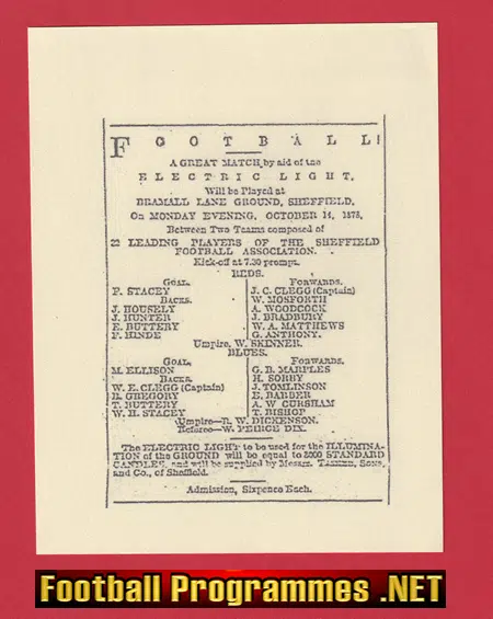 Sheffield United Reds v Blues 1873 – 1800s Football Programme
