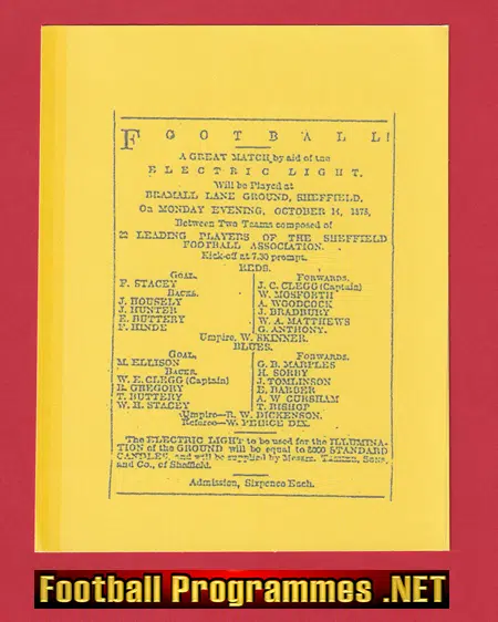 Sheffield United Reds v Blues 1873 – 1800s Football Programme Y