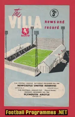 Newcastle United v Plymouth Argyle 1960 – Reserves Match – Villa