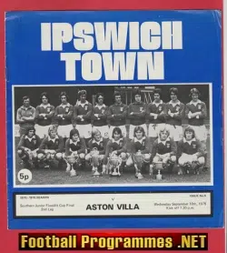 Ipswich Town v Aston Villa 1975 – Junior Cup Final Programme