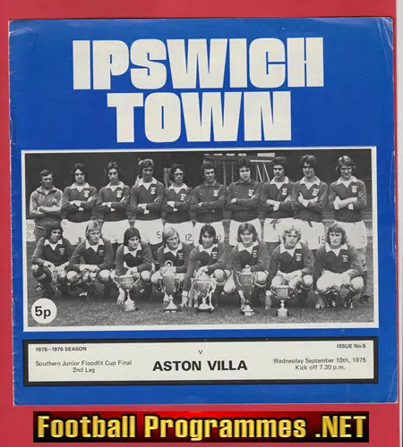 Ipswich Town v Aston Villa 1975 – Junior Cup Final Programme