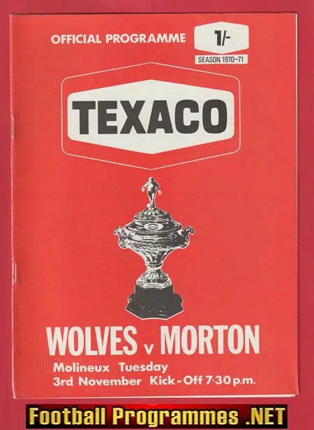 Wolves Wolverhampton v Greenock Morton 1970 – Texaco Cup