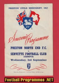 Preston North End v Servette 1952 - Souvenir Programme
