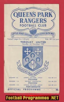Queens Park Rangers v Torquay United 1954 – QPR
