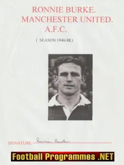 Manchester United Ronnie Burke Signed Autograph 1940's