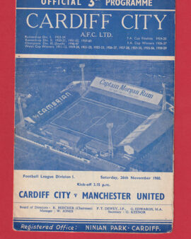 Cardiff City v Manchester United 1960 – 1st Match Noel Cantwell