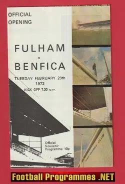 Fulham v Benfica 1972 – Official Opening of the New Stand