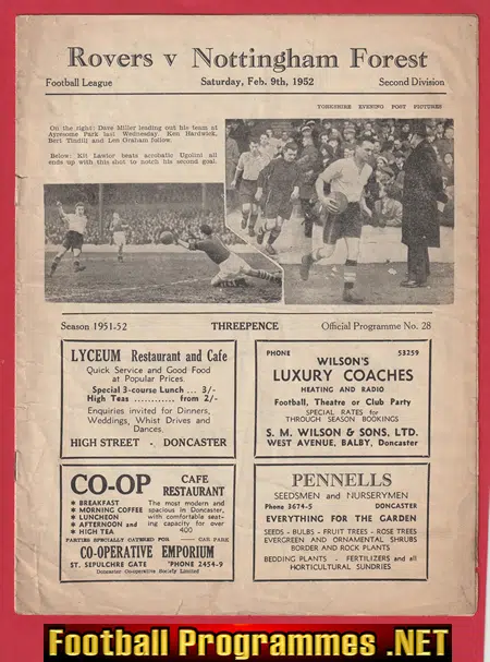 Doncaster Rovers v Nottingham Forest 1952 – 1950’s Programme