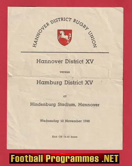 Hannover District Rugby v Hamburg Distric 1948 - Germany German