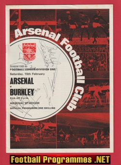 Arsenal v Burnley 1969 – Multi Autographed SIGNED