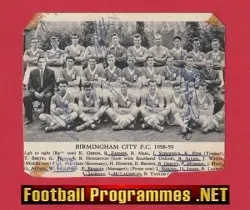 Birmingham City Football Club 1958 1959 Multi Autographed SIGNED
