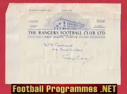 Glasgow Rangers Tommy Craig Autograph Signed Picture 1960s