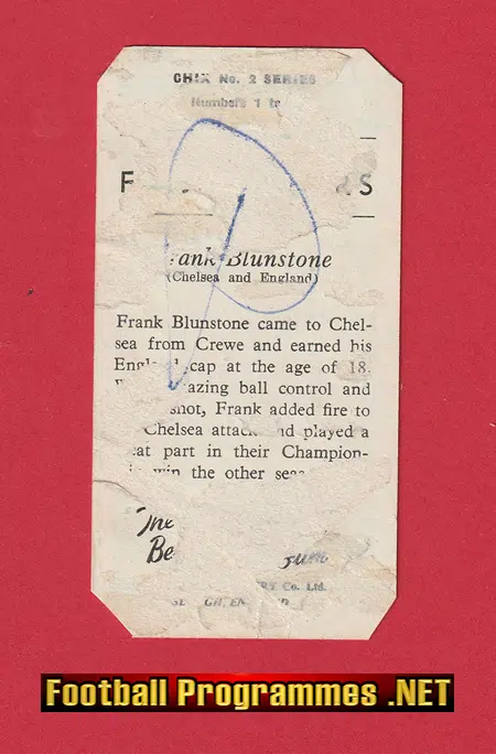 Chelsea Frank Blunstone Autograph Signed Picture Card