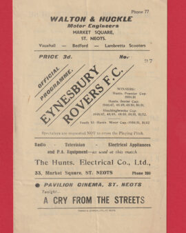 Eynesbury Rovers v Harwich Parkeston 1959 – 1950s Programme